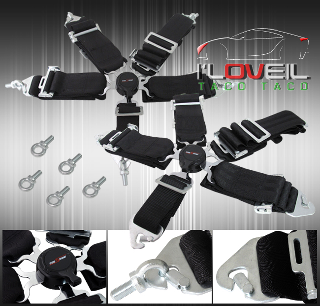 3" BLACK 5 POINT HARNESS CAMLOCK RACING SEAT BELTS SAFETY SHOULDER